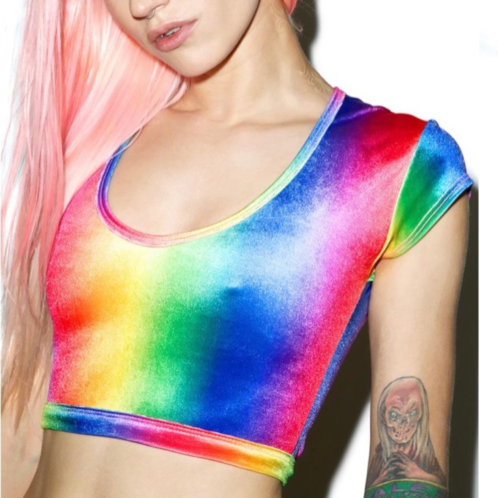 J Valentine Rainbow Velvet Crop Top 🍭 Dollskill festival rave